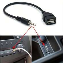 通用 USB-AUX 音频线：即插即用，高速 Cat 7 3.5mm 车载音频线，3.5mm OTG 转接线，适用于车内及其他场所的无缝音频连接，3.5mm AUX 转 USB 音频线，黑色车载 AUX 适配器，USB 耳机转换器，公头转母头，迷你 USB 接口，USB 供电，≤36V 工作电压 - 黑色 - 查看 11