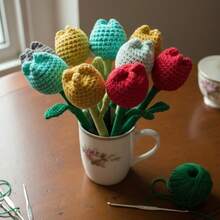 Bolígrafo de Tulipán Bordado Crochet Colores - verde menta - Ver 3