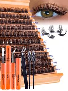 120pcs Separate Curled False Eyelashes, Curl Length 10-16mm. This Is A Mixed Style DIY Eyelash Set, Creating A Natural, Lengthening, Volumizing And Long-Lasting Makeup Look. Suitable For Beginners, Can Be Used At Home Or Outdoors, Applicable For Daily Life, Parties, Music Festivals And Various Occasions. - Coral Orange - View 10