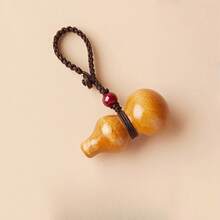 A Natural Peach Wood Carved Gourd Mobile Phone Chain Keychain - Cà phê 2 - Xem 4