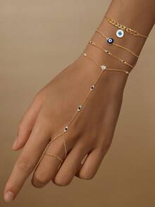 1 Vòng tay bạc Sterling 925 thời trang đính đá mắt quỷ Zirconia không gây dị ứng Bạc nguyên chất Thích hợp cho phụ nữ dùng hàng ngày, hẹn hò, đi nghỉ, đám cưới, tiệc tùng, quà tặng ngày lễ - Vàng - Xem 2