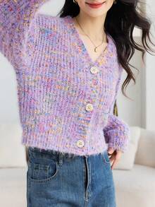 Women Cardigans - Purple - View 3