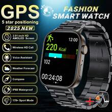 GUHUAVMI 2026新款通用GPS智能手表系列10，男女通用，内置高精度GPS定位，2.01英寸全触控屏幕，支持蓝牙通话、语音助手、提醒功能，时尚可穿戴设计，178+运动模式，指南针，健身追踪器，活动追踪器，GPS运动追踪，IP68级防水，户外运动智能手表，兼容安卓和iOS系统，是馈赠亲朋好友的理想之选。