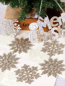 30 piezas de adornos de copo de nieve navideños de plástico reutilizables con brillo en color plata, champán y dorado, para decorar el árbol de Navidad y crear un entorno navideño invernal