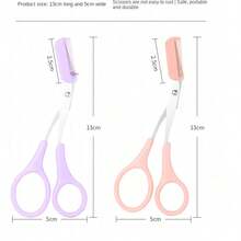 带眉梳的眉剪，修眉器，女士美容化妆眉夹，带眉刀的小型眉剪 - 彩色 - 查看 6