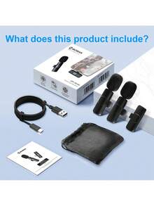 K8 无线领夹式麦克风，带三级降噪功能，K9 一分二小型麦克风，支持无线直播。 - 彩色 - 查看 9