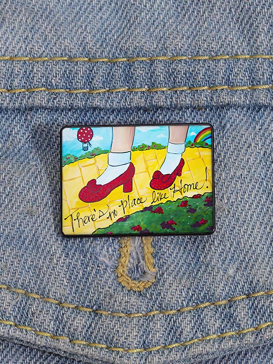 1 pieza Broche de moda de dibujos animados "No hay lugar como el hogar" - Insignia/Alfiler redondo de colores mixtos - Accesorio unisex para el Día de San Valentín, el Día de la Madre, regalos de graduación - Regalo divertido para amigos, familiares, compañeros de clase - XC1381 - Ver 1