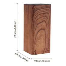 Wood Grain Plastic Knife Block - Universal Free-Insert PP Storage Rack, Cylindrical Kitchen Knife Holder With Drainage