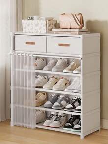 1pc Household Multi-Layer Shoe Rack With Curtains, Shoe Cabinet, Storage, Display Rack, With Drawers, With Curtains Shoes Storage Cabinet, Large Capacity Shoe Cabinet For Indoor And Outdoor Use, Suitable For Doorways, Household, Indoor, Festival Gifts, Christmas Gifts, Children's Gifts - Multicolor - View 19