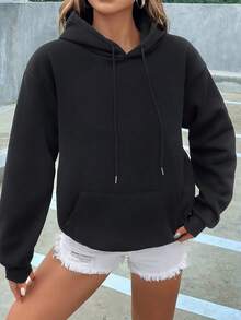 Women's Street Fashion Clothing, Letter And Dragon Pattern Printed Loose Long Sleeve Sweatshirt For Plus Size Ladies, Suitable For Daily Wear Outing, Festivals, Beach, Party, Going To School, Attending Music Festivals, Vacation, Commuting. It Can Be A Gift For Family, Boyfriend, Girlfriend, Friends, Girls' Clothing, Essential Sweatshirt. - Black - View 2
