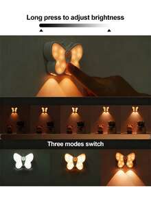 1pc Motion Sensor Butterfly Wall Light, Cute Soft Glow Bedroom Bedside Lamp, Desk Decor Ambient Night Light, Suitable For Kids Room, Bedroom Sleep Aid, Ins Style Desk Decor, Gift And Cozy Atmosphere