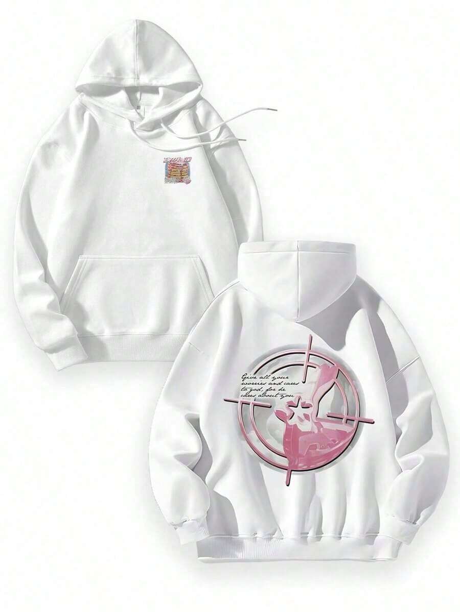 Women Winter ClothesEWH Distressed Washed Cotton Round Neck 270g Double-Sided Printing Men's Hoodie With Soft And Breathable Fabric, Presenting Neon - Style Text "Treaty Oak REVIVAL" And A Figure Pattern Y2k,Soulja,Concert,Halloween,Gothic,Vintage,Streetwear Graphic,009-ABLoose And Comfortablehoodie For Women - White 2 - 查看 1