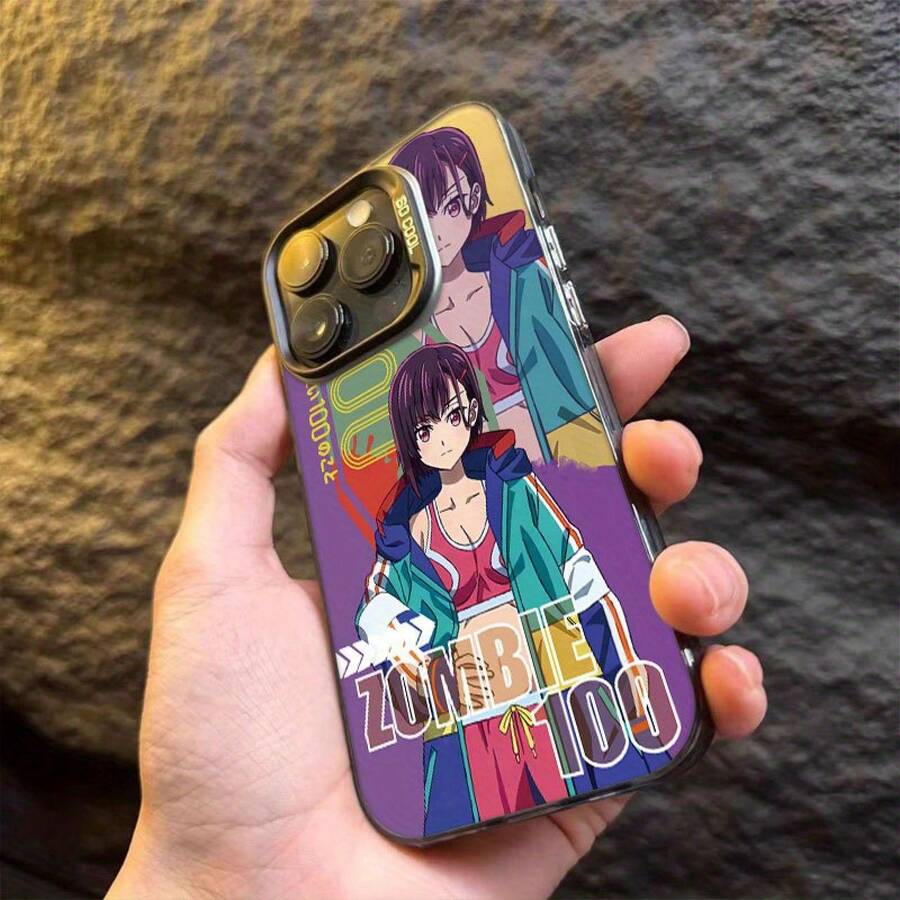 Diseño de patrón de fondo de personaje de anime Zombie 100 para iPhone 17, 17Air, 17Pro, 17Promax, 16, 16Plus, 16Pro, 16Promax, 15, 15Plus, 15Pro, 15Promax, 14, 14Plus, 14Pro, 14Promax, 13, 13Pro, 13Promax, 12, 12Pro, 12Promax, 11, 11Pro, 11Promax, anti-suciedad, a la moda, moderno, color plata Imd - Mezcla de colores - Ver 1
