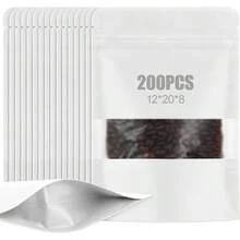 Bolsas Hermeticas de 200 Piezas,Bolsas Pouch con Ventana y Cierre Hermético Cremallera, Resellables para Dulces,Accesorios, Aperitivos, Joyería Más - Blanco - Ver 13