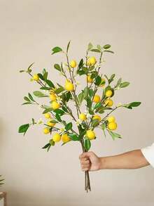 1/2pc Artificial Lemon Branch, 8 Heads With Stems Fake Lemons, Suitable For Kitchen Decor, Party, Spring/Summer Decoration (Yellow) - Multicolor - View 5