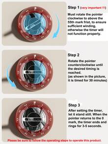 1pc Kitchen Magnetic Timer, Mechanical Timer Without Battery, Random Color