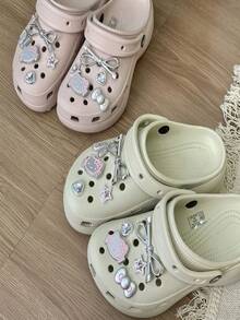 10pcs Sanrio Cartoon Detachable Bowknot & Kitty Shoe Charms, DIY Embellishment Accessories, Fashion & Cute Design,Shoe,Spring Summer Picks,Brides Maid Gifts,Room,Bedroom Deccor,Bedroom Deccor,Beach,Travel,For Men,For Women,Vacation - Silver Bow Cat 10-piece Set - View 4