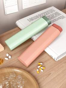 1pc Portable Divided Pill Container - Multi-Compartment Travel Pill Case With Strong Sealing, Compact Durable Pill Organizer, Simple Shape Design, Ideal For Daily/Vacation Medication Storage, Assorted Colors Available For On-The-Go Use - Multicolor - View 4