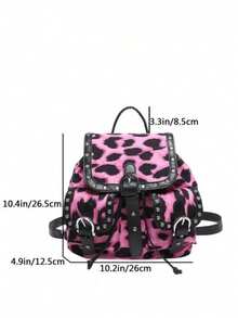 1pc Stylish Leopard Print Women's Backpack - Lightweight Daypack With Adjustable Straps, Pink & Black Animal Pattern Design For Travel, Work, And Casual Use, Travel Backpack | Stylish Handbag | Bag, Backpack For Travel - Màu Hồng Tươi - Xem 3