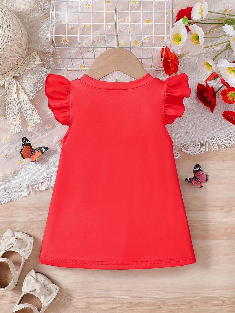 1 st söt bi- och blommig klänning med rund halsringning, sommar - Bourgogne - Visa 3