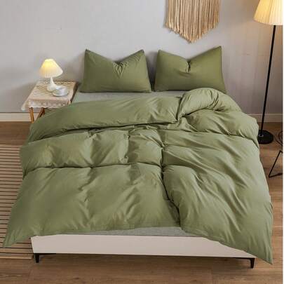 Bộ chăn ga gối đệm màu xanh quân đội 2 hoặc 3 chiếc/bộ 100% cotton 100% Bộ chăn ga gối đệm trơn màu xanh quân đội có thể đảo ngược (1 vỏ chăn & 1/2 vỏ gối) Bộ chăn ga gối đệm vải thoáng khí cho gia đình, bộ chăn ga gối đệm thiết kế hai tông màu cho mọi mùa, phòng ngủ & phòng khách, đám cưới, ngày lễ tình nhân, ký túc xá, trường học, bộ chăn ga gối đệm ký túc xá, bộ chăn ga gối đệm trường học