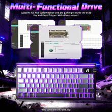 ATTACK SHARK R85 HE 75 % magnetiskt trådbundet speltangentbord, 8 kHz pollingfrekvens snabb trigger, 0,005 mm RT-precision, 256 000 skanningshastighet, anpassad hot-swap, webbdrivrutin för PC-tangentbord för gamers/win - Multifärgad - Visa 5