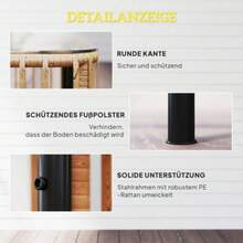 Outsunny Polyrattan Garden Table, 65 X 65 X 43 Cm, Weather-Resistant Side Table, Square Patio Table With Glass Top, Coffee Table, Balcony Table, Garden Furniture For Garden, Patio, Balcony, Natural Wood