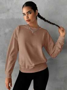 Off-The-Shoulder Sweatshirts And Long-Sleeve Tops For Fall/Winter - Mocha Brown - View 1
