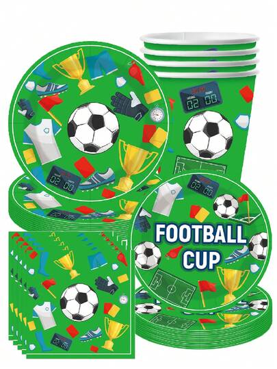 10pcs Football Themed Party Supplies Tableware, Plates, Tissues, Cups, Party Decorations, Holiday Celebrations, Birthday Parties, Tea Parties, Home Office Parties, Birthday Party Supplies, Football Exchange Banquet, World Cup Supplies