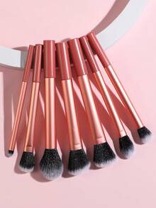 7pcs Orange Professional Makeup Brush Set, Including Blush, Powder, Concealer, Eye Shadow Brushes, Complete Cosmetic Tools, Ideal For Travel & Gift - Coral Orange - View 3