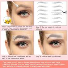 Eyebrow Tattoo Stickers 84 Pairs 8 Sheets Eyebrow Temporary Tattoo Peel Off Sticker Waterproof 6D Hair-Like False Instant Transfer False Brows#Hometown Store - BlackGray - 查看 5
