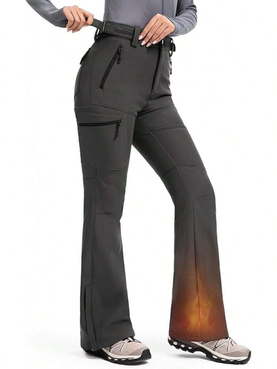 Women's-Snow-Ski-Pants Water-Resistant Fleece Lined Winter Hiking Snowboard Thermal Insulated 5 Pockets - 深灰色 - 查看 1