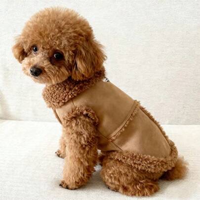 1 st klassisk enfärgad fleeceväst för hundar, varm hundjacka för höst/vinter, lämplig för små och medelstora husdjur