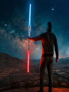 1 件伸缩式、可伸缩激光剑手指旋转抗压力发光玩具、礼品发光棒、可组合两把剑（不含电池） - 彩色 - 查看 4