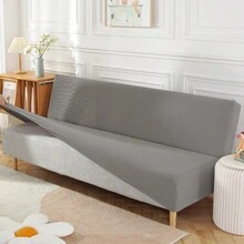 1 husă de canapea fără brațe, culoare solidă, din fleece de porumb, husă elastică pentru canapea, husă de protecție împotriva prafului pentru canapea, potrivită pentru decorul zilnic al casei, decorul de sărbători, decorul de petrecere și multe altele - Gri deschis - Vizualizare 7