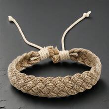 1pc New Style Hemp Rope Woven Bracelet Unisex Versatile Jewelry Valentine's Day Graduation Season Holiday Gift Neutral Style  Bracelet - Coffee Brown - View 1