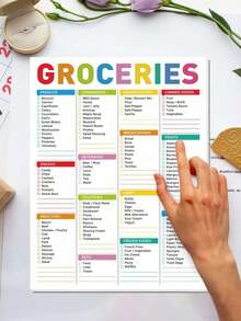 BUBU 彩色编码购物清单磁性便签本，常见食物标签，可贴在冰箱上，空白区域方便记录购物清单，适合居家、返校用品、办公用品，也可作为女性礼物、教师节礼物或母亲节礼物。 - 彩色 - 查看 5