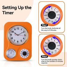 HAWT- 9.5 Inch X 12.5 Inch - Retro Kitchen Wall Clock Vintage Wall Clock With A Thermometer And 60-Minute Timer Ideal For Any Kitchen Office Or Diner Orange - Orange - View 6