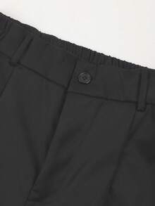 女式长直筒裤，涤纶材质，带口袋，纽扣和拉链开合，略有弹性 - 黑色 - 查看 3