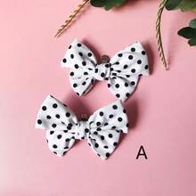 1 Pair Handmade Polka Dot Fabric Bow, Cotton Bow Shoe Headpiece Clothing Accessory, Detachable & Self-Adhesive Bow - Black and White - View 4