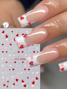 2 Stücke Mini Herz-förmige Nagelkunst Aufkleber, silberner Glitzer rosa rote Herz romantische Valentinstag Nagel Aufkleber, Neujahrsnagel Zubehör, DIY Nagel Schmuck Dekoration Nägel - Verschiedenfarbig - Übersicht 4