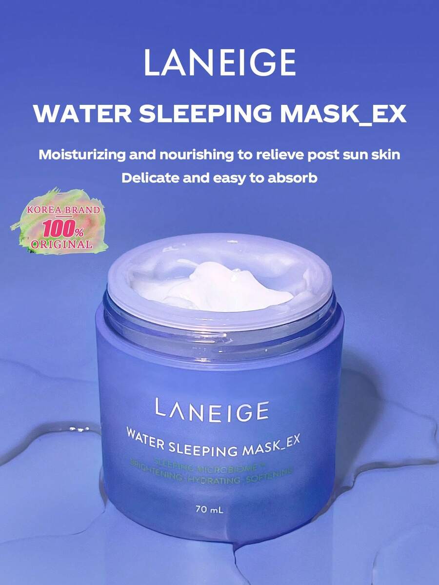 兰芝水润睡眠面膜 70ml - 整夜补水，锁住水分，提亮肤色，细致肤质，舒缓修护，平衡水油。夜间形成持续保湿层。浅蓝色凝胶质地，清爽不黏腻，适合所有肤质。70ml/2.37fl.Oz | 韩国化妆品，礼品 - 70ml - 查看 1