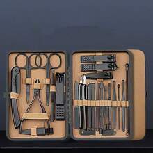 16pcs Dormitory Nail Trimming, Manicure, Eyebrow Shaping Brown Leather Set Snap Nail Art Tools Set Stainless Steel Cuticle Nippers Cutting Kit Professional Nail Clippers Pedicure Manicure Beauty Tools