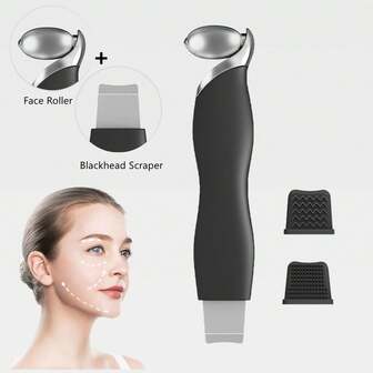 2-In-1 Blackhead Scraper & Ice Roller, Face Spatula Tool For Blackhead Removal And Pore Cleaning, Face Scrubber Exfoliator Pore Cleaner Cooling Roller For Men & Women