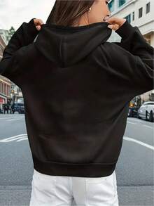 Oversized Cotton Reindeer Print Sweatshirt For Women, Black Christmas Sweatshirt For Home Or Restaurant Use, Lightweight And Durable Design, Festive Casual Comfort Outfit, Holiday Clothing, Cozy Reindeer Print Sweatshirt - Black - View 3