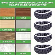 4-Piece Set Of Strong Absorbent Soft Mop Pads, Anti Slip Washable Floor Cleaning Cloth, Easy To Clean Dust Removal Head, Suitable For Hardwood, Tile, And Felt Floors - Grey - View 5