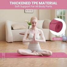 - Alfombrillas de yoga de 6 mm, tapete de gimnasia TPE, antideslizante, tapete de entrenamiento para yoga, pilates, entrenamiento de pilates, 183x 61x 0.25 pulgadas - Ciruela + 6 mm - Ver 5