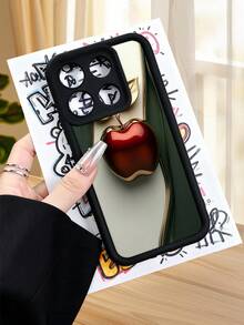 1 pieza Funda de teléfono con diseño de manzana roja y hojas doradas en estilo minimalista y elegante ideal para amantes del arte natural y la estética moderna TPU soft case, protección completa antideslizante y anti-caída, compatible con iPhone17 ProMax/16/15/14/13/12/11/Plus/Pro/ProMax, compatible con Galaxy A34/A35/A54/A55, Galaxy S20/S21/S22/S23/S24/S25 Ultra/Plus, compatible con Galaxy/Redmi/Honor/OPPO/ViVo - Marrón - Ver 4