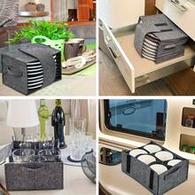 Felt Storage Bag Plate Cup Handbag Plate Cup Pottery Storage Felt Bag Is Suitable For Caravan Camping Kitchen Storage Is Suitable For RV Camping Car Gadget Kitchen. - Multicolor - View 7