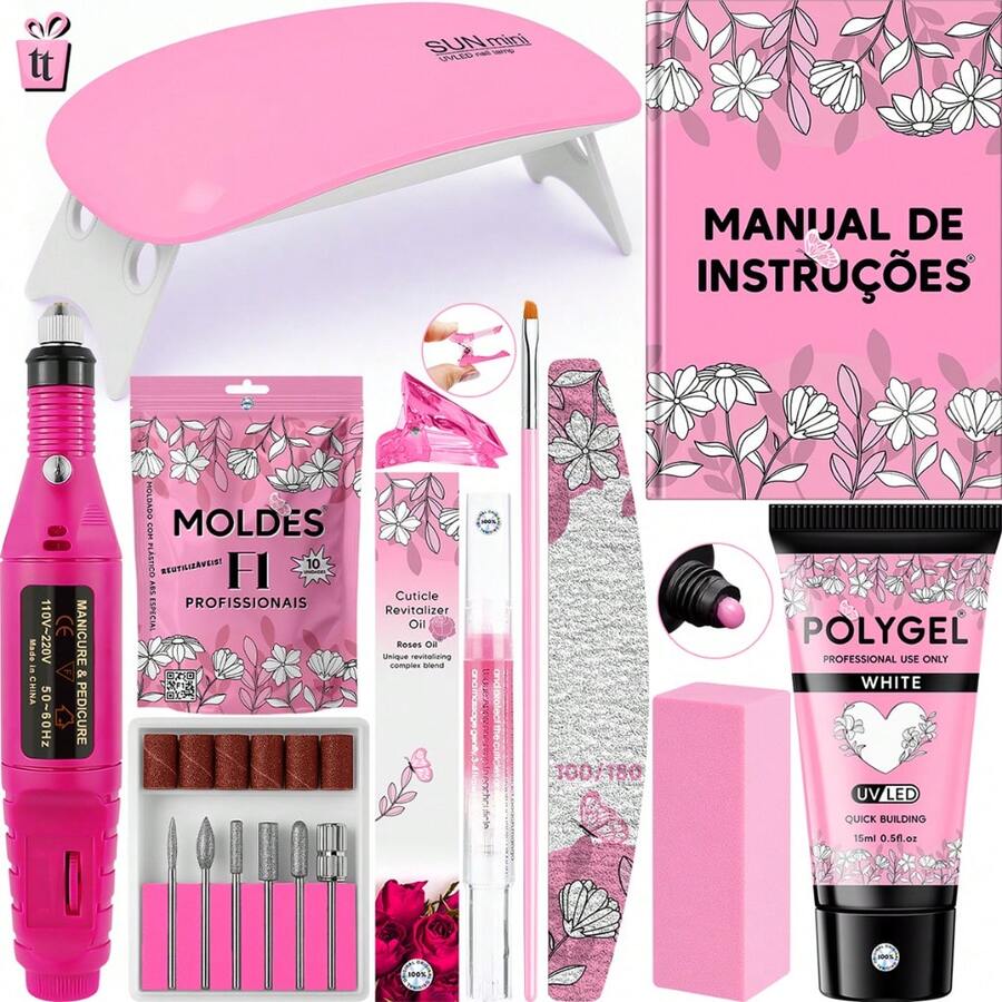 Complete Polygel Kit + Pen Sander + Sun Mini Lamp + Polygel + F1 Mold - clasificado - Ver 1